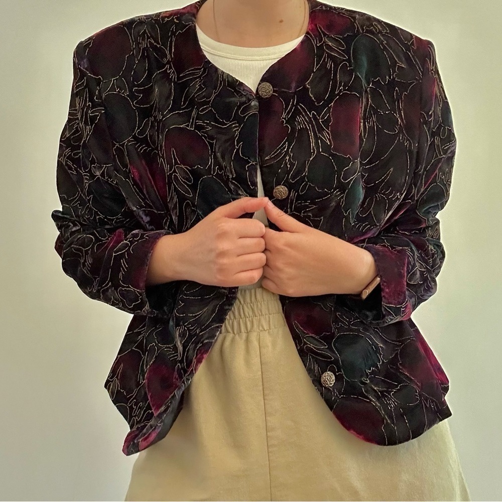 VINTAGE Velvet Floral Blazer ALIA - 12